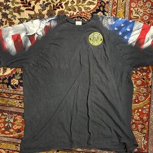 United States Army wounded veteran tee with American Flag Sleeves